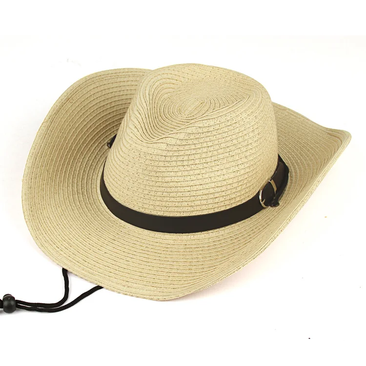 Summer sun hats Men's Western cowboy ladies tide holiday outdoor beach hat sunscreen big along summer small straw Femme Cap |