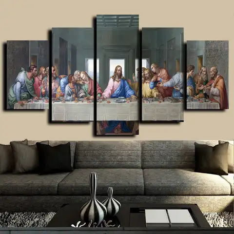 5 наборов, знаменитая HD печать, холст, картина «Тайная вечеря», Леонардо да Винчи, настенные картины для гостиной, кухни, комнаты без рамы