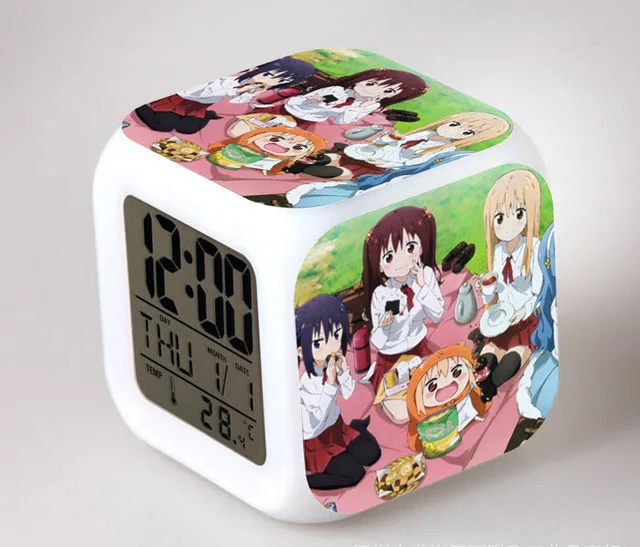 Японское аниме Himouto! Umaru-chan светодиодный цифровой будильник с 7 цветами, детский Ночной светильник, часы для спальни, reloj despertador - Цвет: Темный хаки