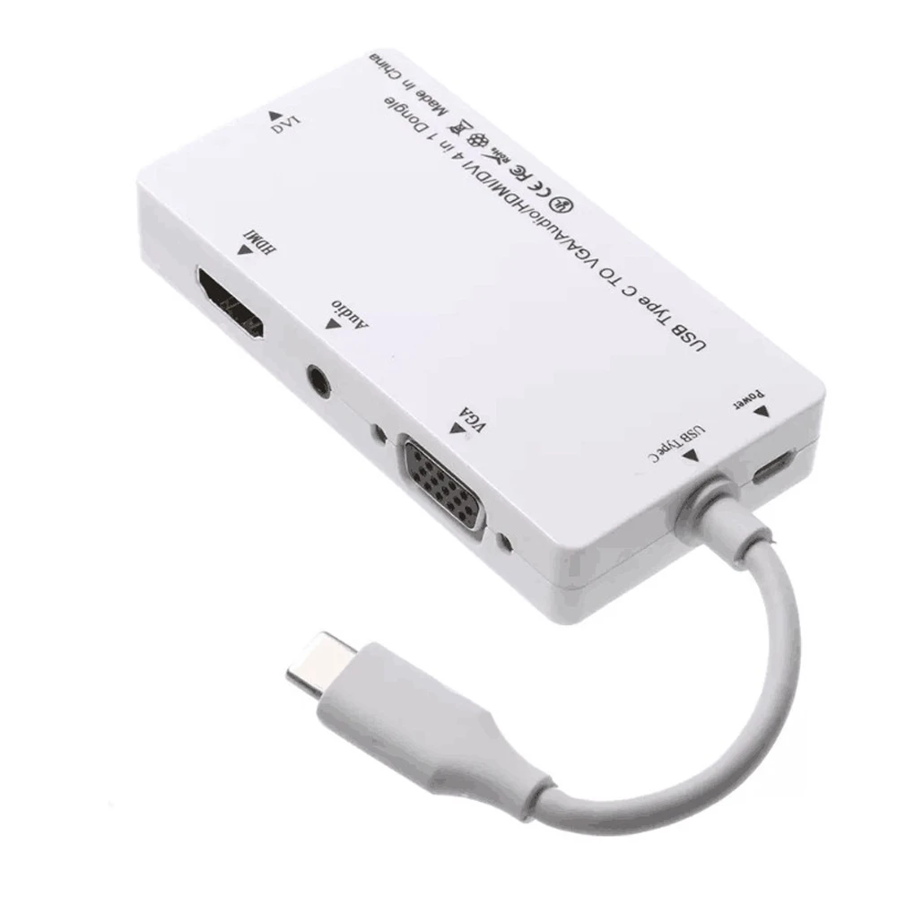 10 шт./лот 4 в 1 1080P USB 3 Тип C к VGA HDMI DVI кабель адаптер для нового MacBook с аудио выходом|hdmi