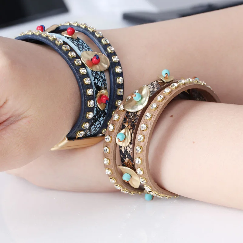 Тибет Стиль очарование простой продукт сплав бисер стразы 2-цветной Многослойный