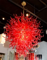 large red glass sculpture chandelier for christmas handicraft blown glass chandelier with led lights