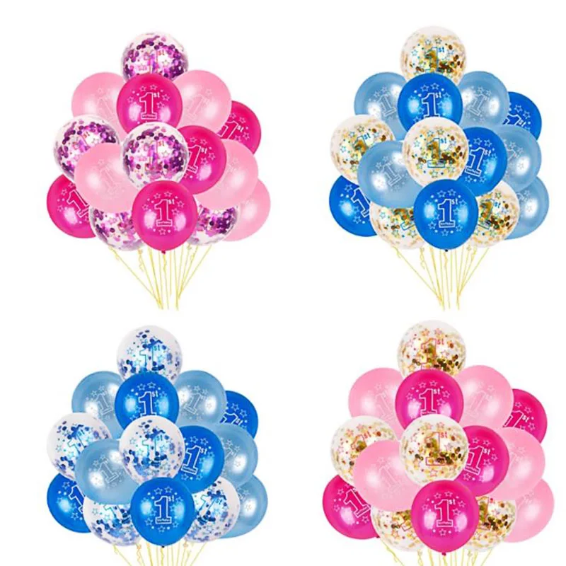 С Днем Рождения годовалого детский день рождения украшенный конфетти воздушные