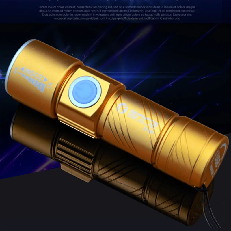 Светодиодный фонарик USB телескопический с аккумулятором 18650|flash light|torche militaireflashlight