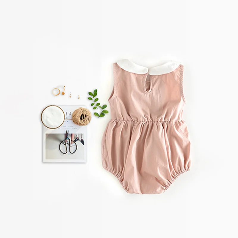 2017 New Cotton Summer Ruffled bowknot Baby Girl romper Sleeveless Toddler Girls overalls Photography Props | Мать и ребенок