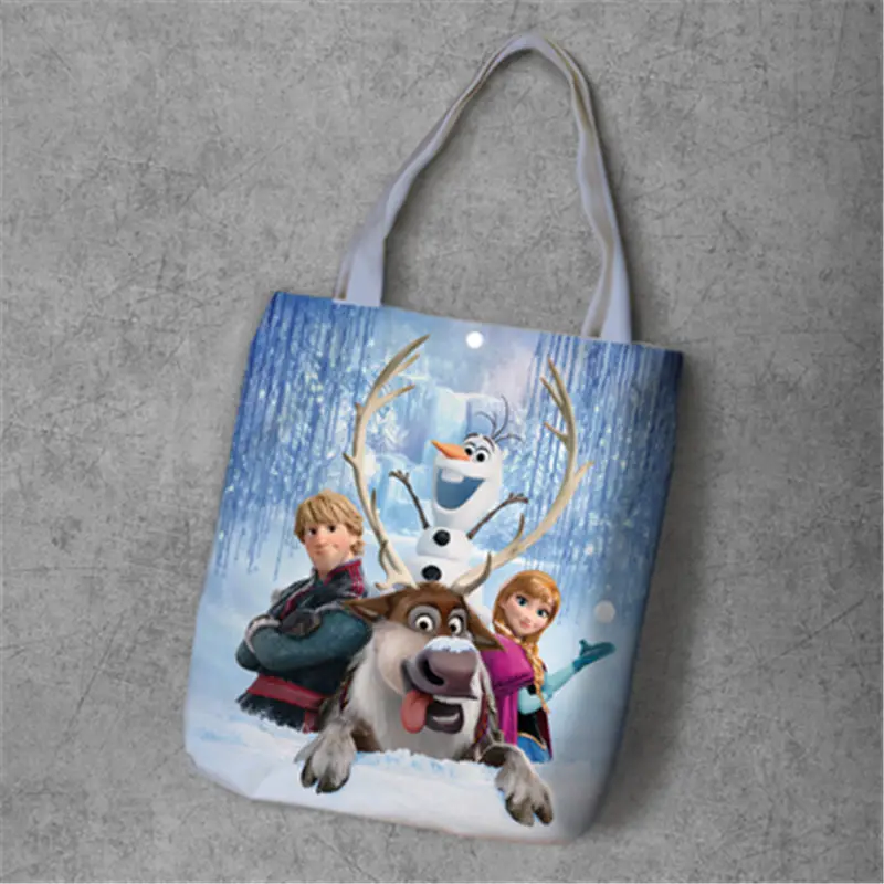 Disney мультфильм сумочка с принцессой Экологическая сумка шопинг Холодное сердце Эльза и Анна сумка тканевая через плечо сумка - Цвет: Синий