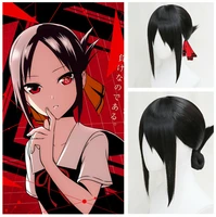 wig anime shinomiya kaguya cosplay black points bang hairpiece girl curly hair periwig