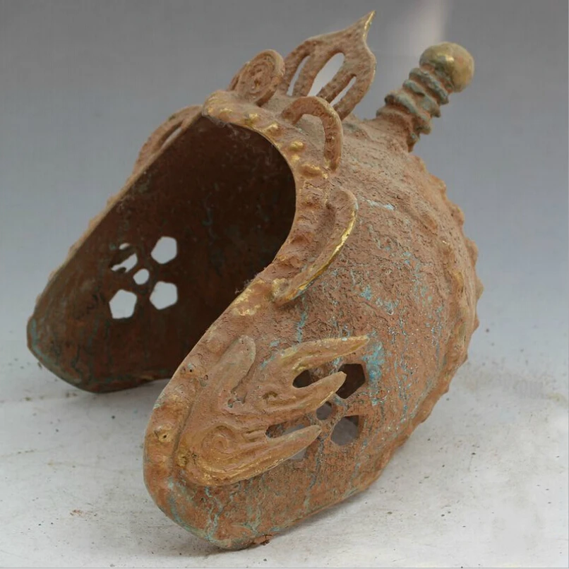 Антикварные армированные коллекционные китайские защитные старые бронзовые