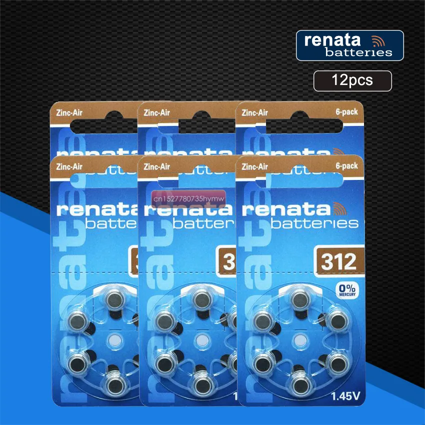 12 шт/2 упаковки цинковые воздушные батареи Renata размер 312 P312 PR41 слуховой