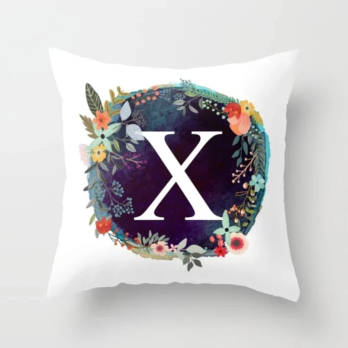 Новый Модный чехол с цветочным венком и инициальными буквами 45*45 подушкой