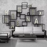 3d stereo simple square letter tv background wall professional production mural photo wallpaper