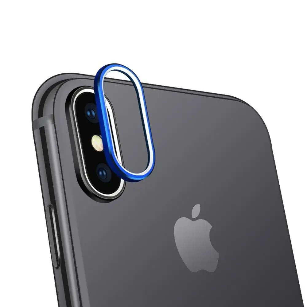 Синий Portefeuille для iPhone X Объектив камеры протектор кольцо покрытие алюминий для iPhone 10 XR XS Max камера Чехол кольцо аксессуары - Цвет: Синий