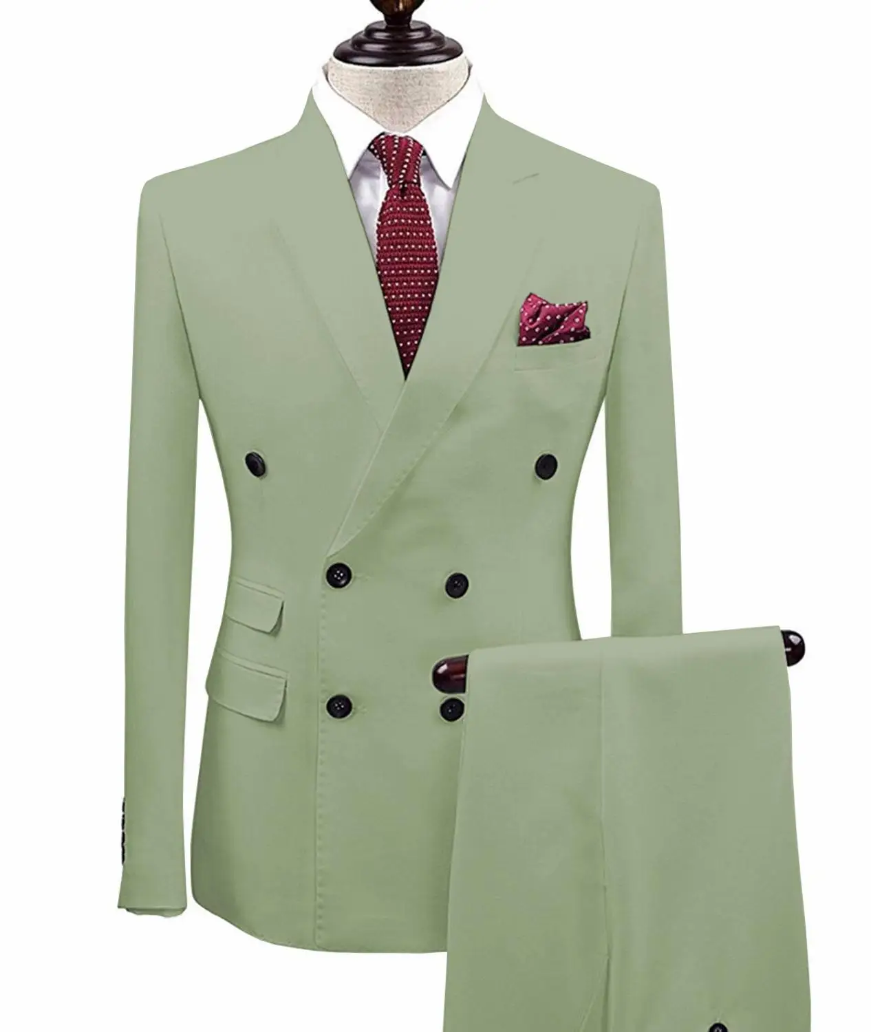 Tea green Мужские костюмы Slim Fit из двух частей шампанского деловой пиджак жениха смокинг Блейзер зеленые костюмы для свадьбы выпускного вечера(Блейзер+ брюки - Цвет: Tea green