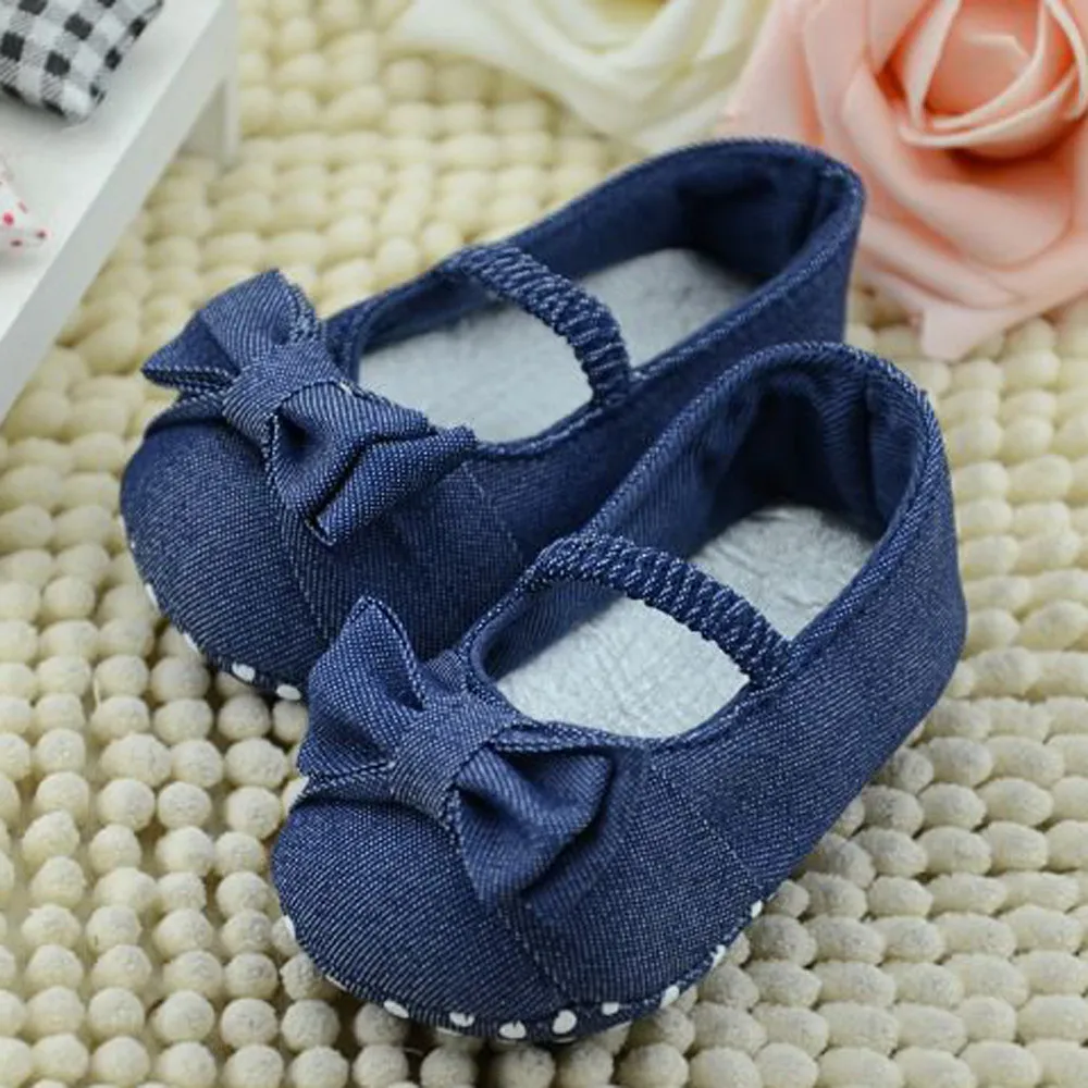 Джинсовая однотонная обувь с бантом для маленьких девочек принцесс Zapatos de bebe Scarpe