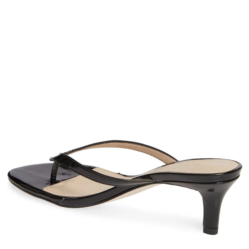 Черные босоножки Женские вьетнамки на каблуке рюмочка Большие размеры 33 39