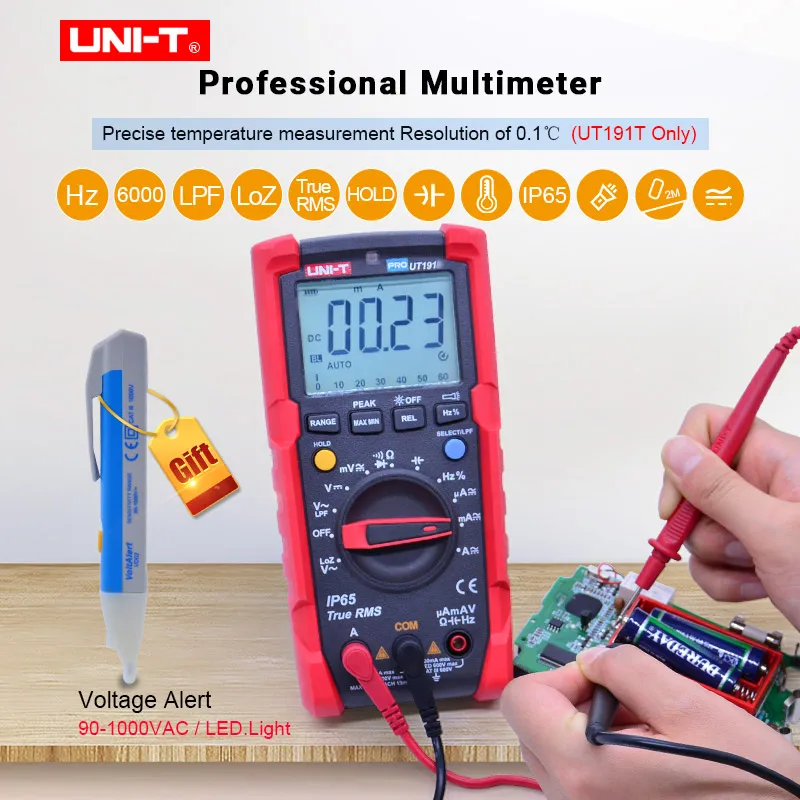 Профессиональный цифровой мультиметр UNI T UT191E/UT191T True RMS AC DC Напряжение Ток Ом