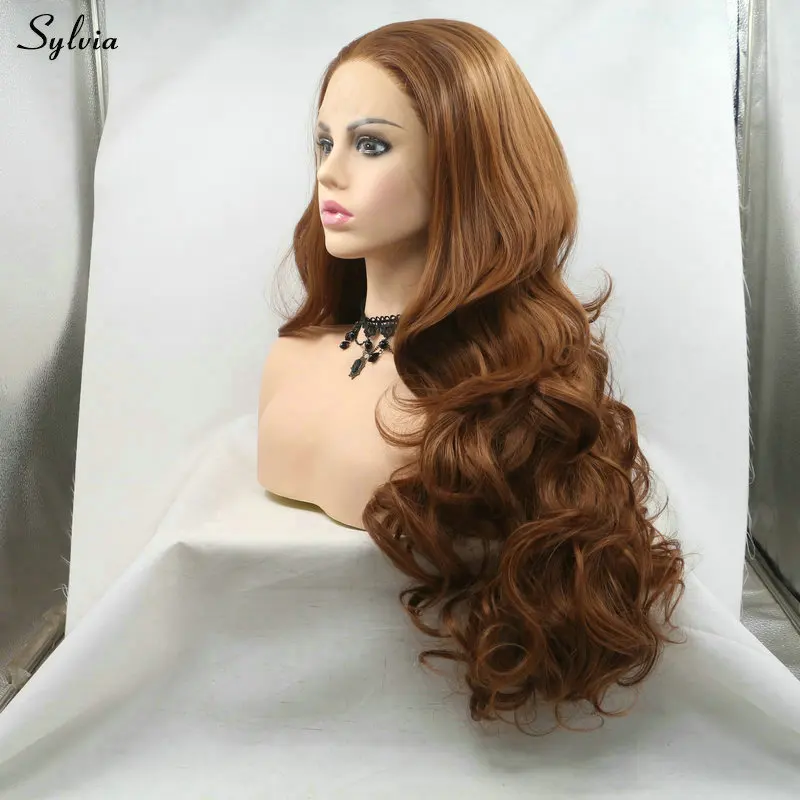 Sylvia 30 # коричневый парик для леди натуральный волос медовый блонд синтетические