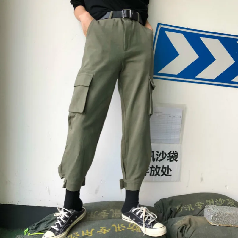 Twojstyle Women High Waist Black Cargo Pants Elastic Harem Loose Pockets Hip Hop Trousers Cotton Sweatpants Bottom | Женская одежда