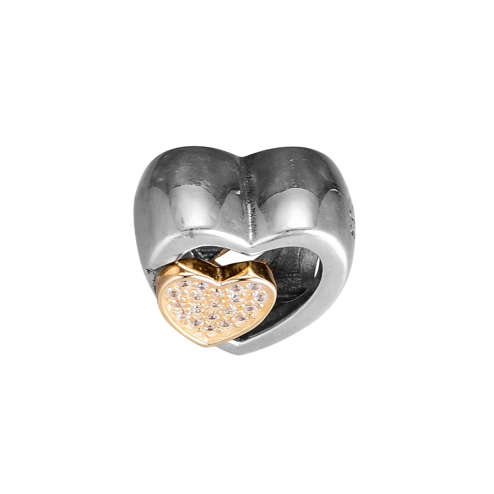 100% Стерлинговое Серебро 925 пробы с сердечками подходит для брендового браслета