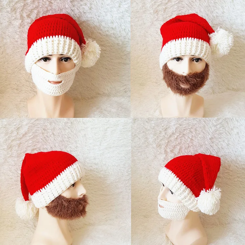 Вязаные рождественские шапки в виде деда мороза украшение для взрослых на