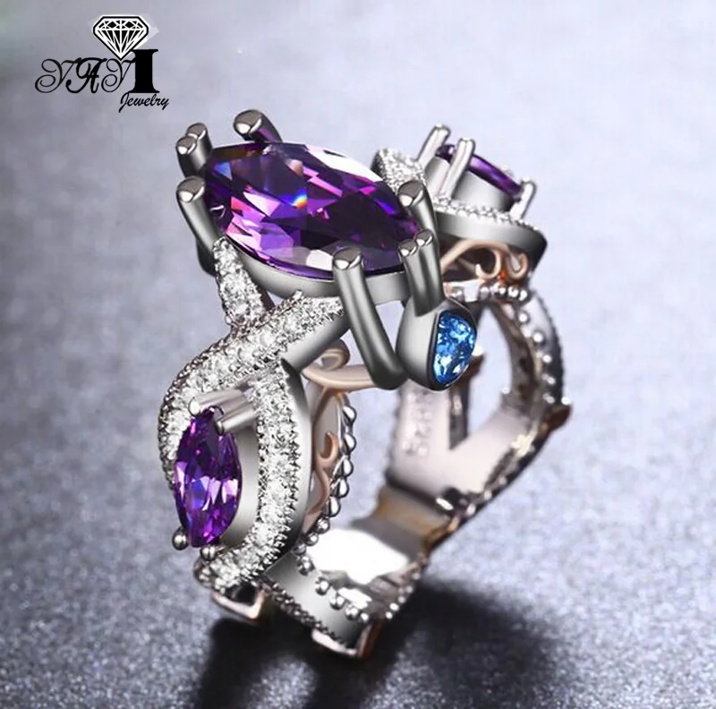 Ювелирные изделия YaYI Мода Принцесса огромный 4.5CT Фиолетовый Циркон с серебряным