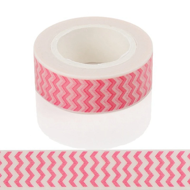 

10m*15mm Pink Waves Washi Tape DIY Decorative Tape Color Paper Office Adhesive Stationery Masking Tape Sticker 1 PCS