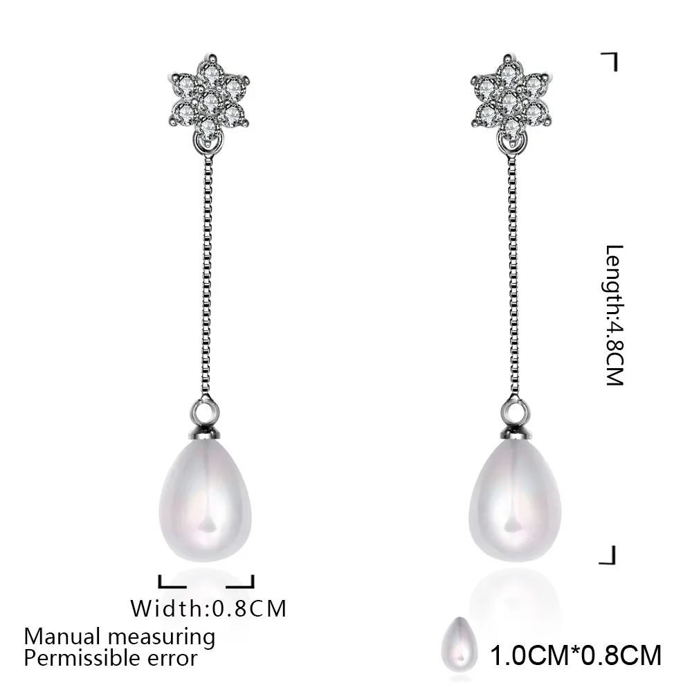 New PlatinumColor Pear Drop Earrings For Women Vintage Crystal Bridal White Gold Color | Украшения и аксессуары