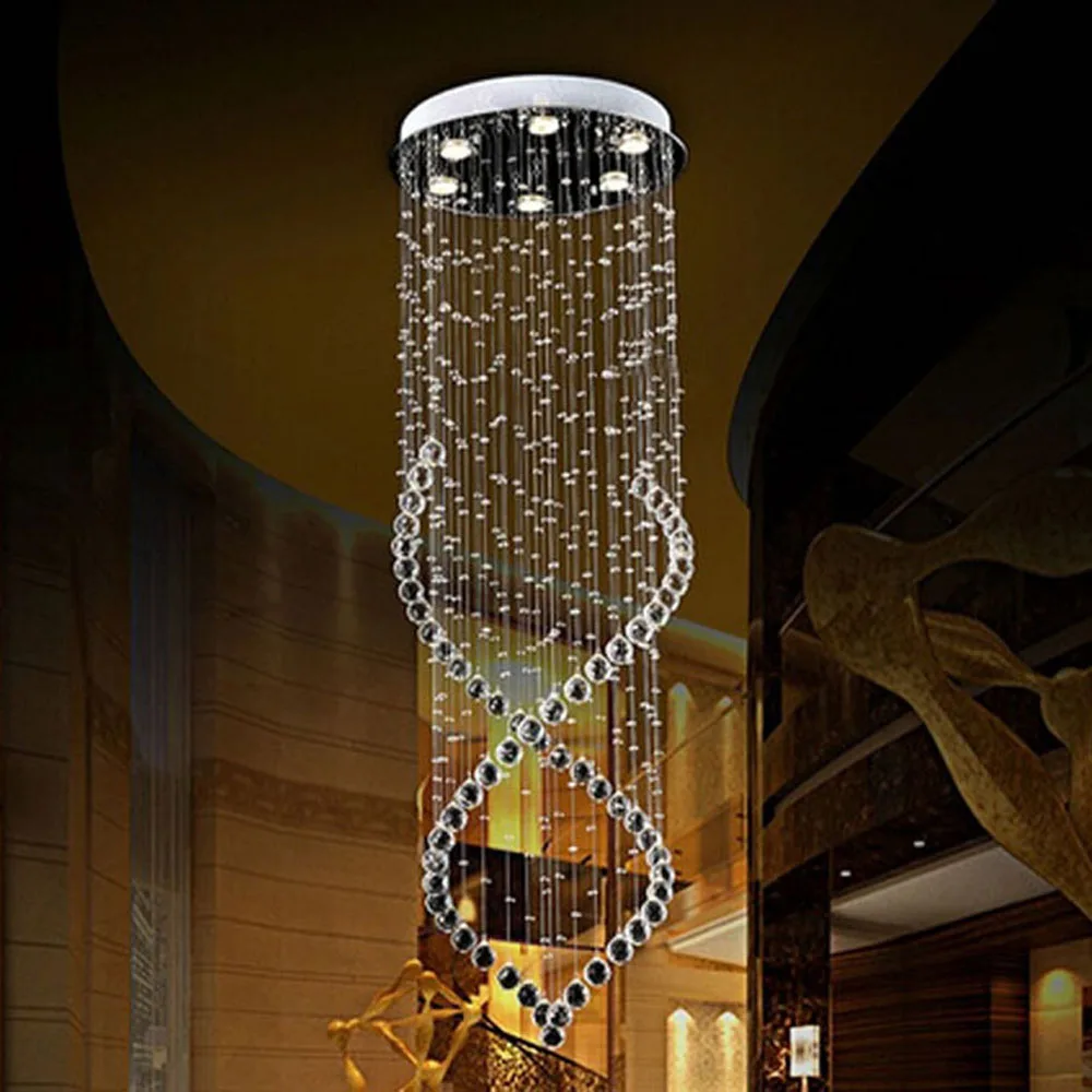 

Staircase chandelier long chandelier complex floor building floor villa crystal chandelier rotating staircase large living room