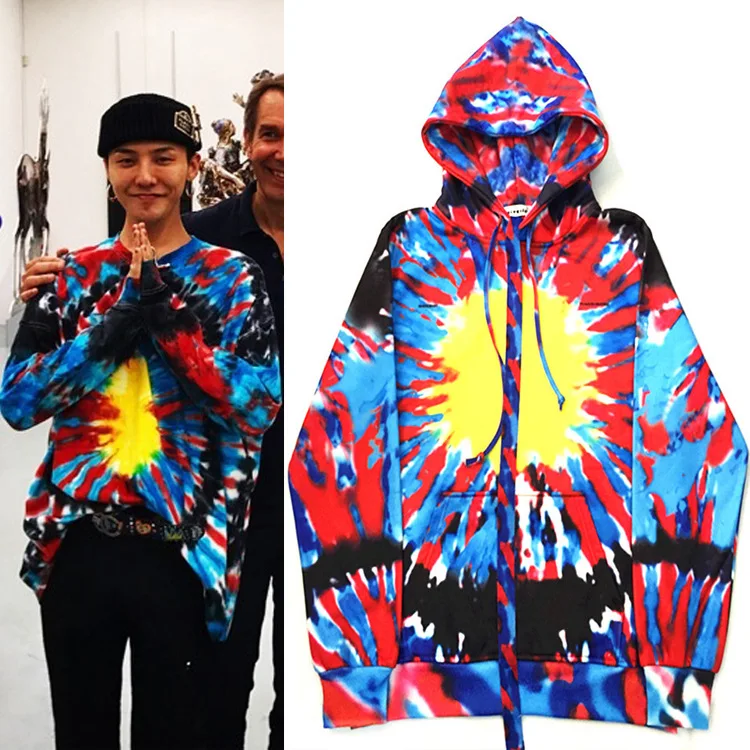 KPOP GD G Dragon аэропорт с капюшоном галстуком краской Камуфляжный цвет подходящая