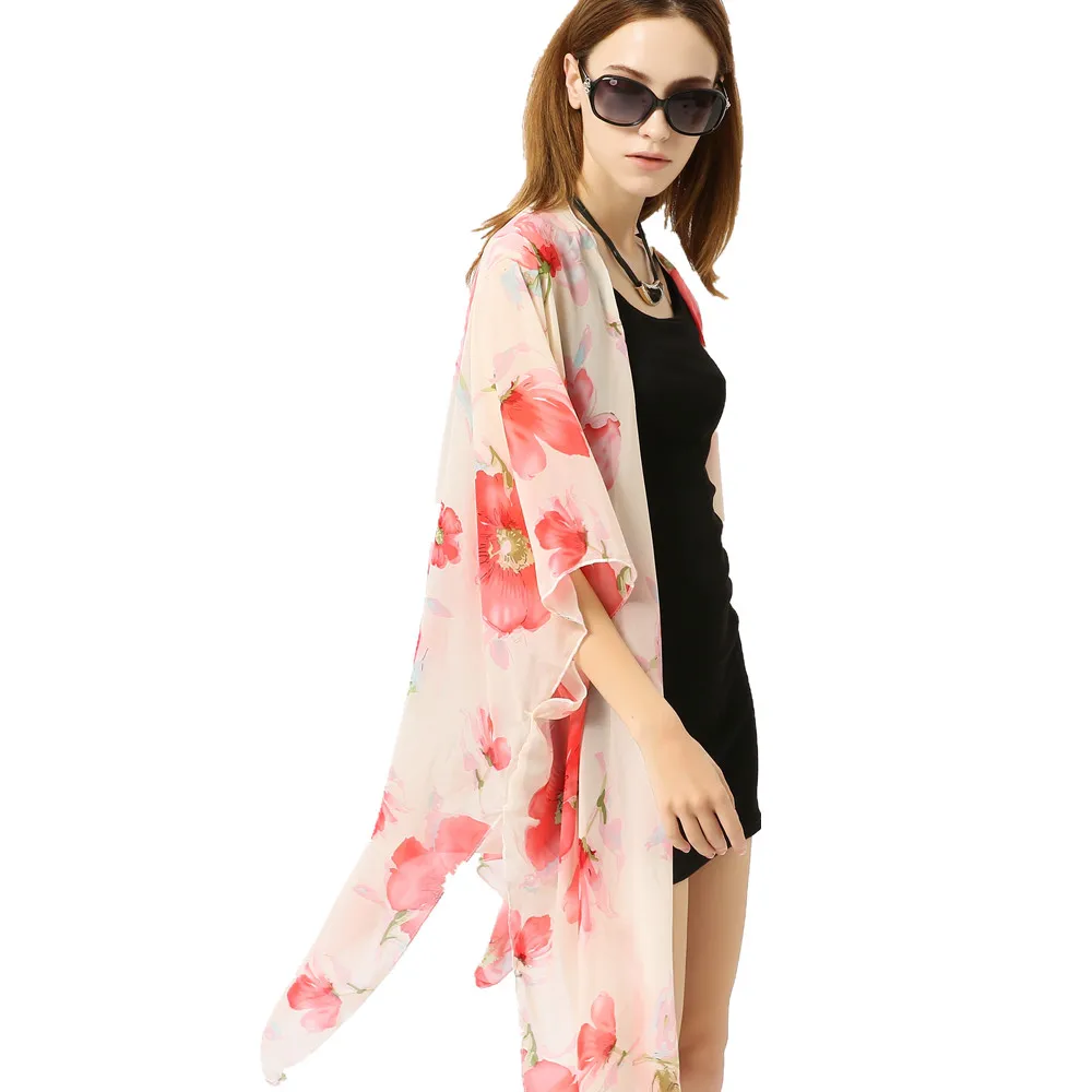 New chiffon poppies beach cardigan bikini swimsuit jacket blouse | Аксессуары для одежды