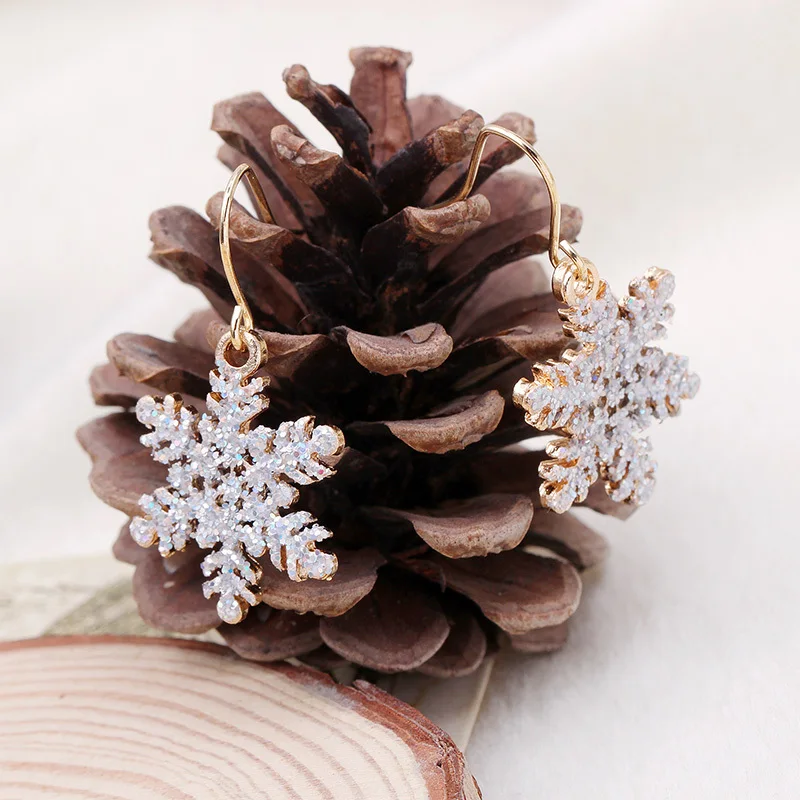 Серьги со снежинками на Рождество oorbellen цветочные серьги букле d'oreille bijoux femme