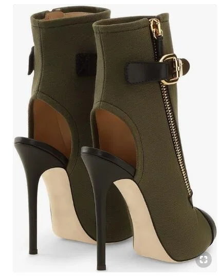 Лидер продаж ботильоны цвета хаки зеленого золотистого с металлическими