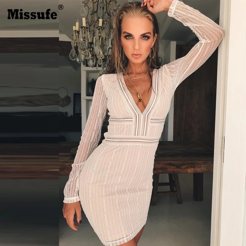 Сексуальное лоскутное кружевное платье с глубоким v образным вырезом Vestidos 2018