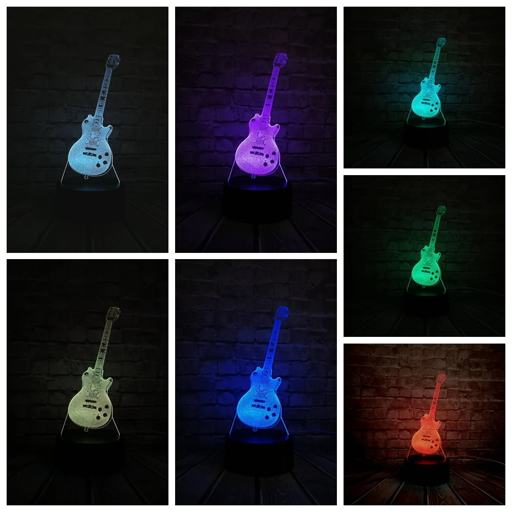 NEW ARRIVAL Music Cool Guitar Bass 3D LED LAMP NIGHT LIGHT for Musicians Home Table Decoration Birthday Christmas Present Gift | Лампы и