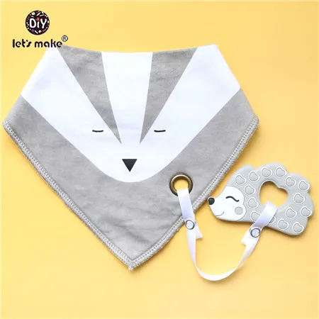 hedgehog bib Let's Make/детские вещи, Детские нагрудники и салфетки для отрыжки, 1 предмет, хлопковый нагрудник, мультяшный силиконовый прорезыватель, не содержит бисфенола, детские вещи, одежда для кормления - Цвет: hedgehog bib