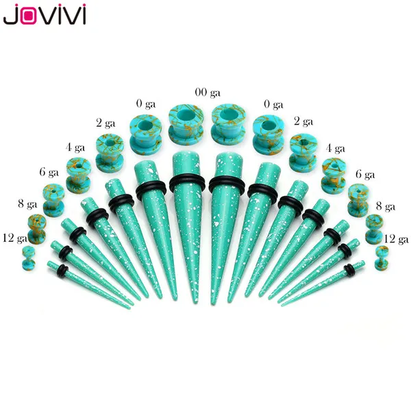 28pcs Set 5 Jovivi 28 шт. 12 г-00 г акриловые ленты растяжки комплект+ туннель с двумя расширяющимися концами винт Туннели Вилки Сережка-расширитель комплект ушко пирсинг тела - Окраска металла: 28pcs Set 5