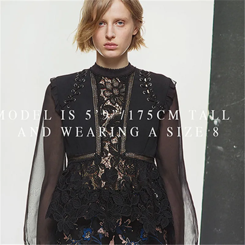 Европейский Осень Зима Автопортрет Винтаж оборками Белый Черный выдалбливают