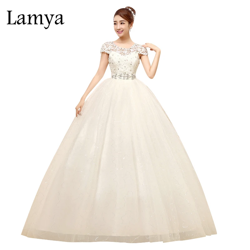 

LAMYA Wholesale Wedding Dress Lace Edge Appliqued Floor Length Sweetheart Tulle Bridal Ball Gown Vestido De Noiva