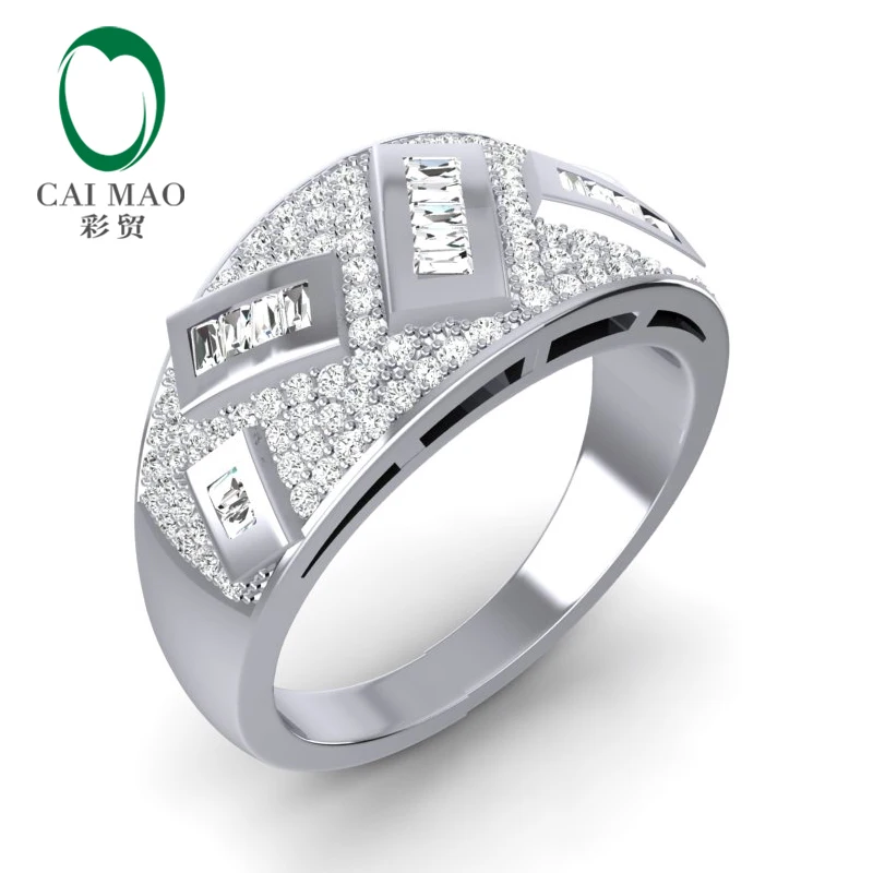 Caimao Pave Setting 14K белое золото 0.7ct натуральный бриллиант обручальное кольцо