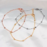 yun ruo 2018 new fashion rose gold color simple beads anklet chic style woman 316l titanium steel jewelry top quality never fade