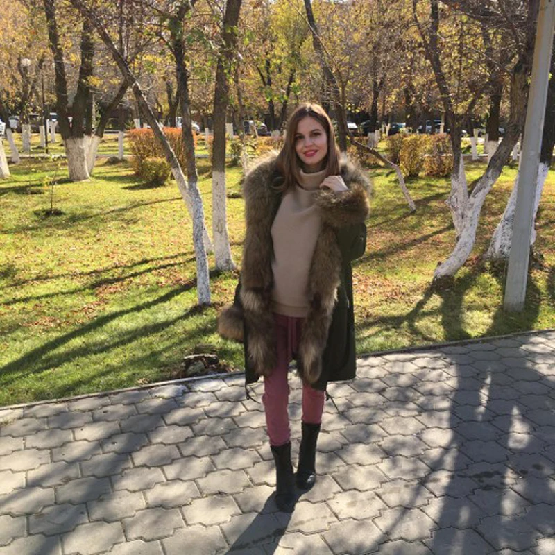 CKMORLS новые парки из натурального Лисьего меха для женщин зимние куртки с меховым воротником повседневное пальто из натурального Лисьего меха Длинные парки размера плюс