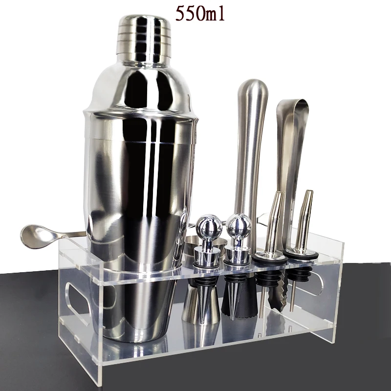 10pc 550ml 12 шт./компл. нержавеющая барный коктейль-Шейкер Набор посуды для бара набор шейкеров с Бамбук Деревянные стойки - Цвет: 10pc 550ml