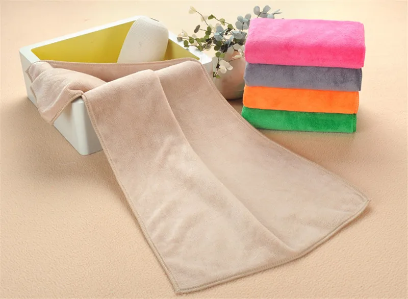 light Khaki Полотенце для лица из микрофибры 35X75 см, красивое сухое полотенце для волос, одноцветное мягкое впитывающее полотенце для мужчин и женщин, плотное полотенце для рук, 16 цветов - Цвет: light Khaki