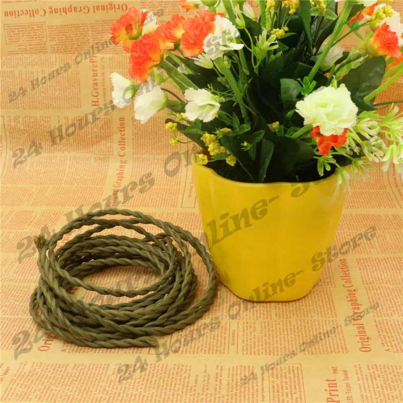 

Green Color -5m/lot 2x0.75 Vintage rope Wire Twisted Cable Retro Braided Electrical Wire Fabric Wire DIY Pendant Lamp Wire Lamp