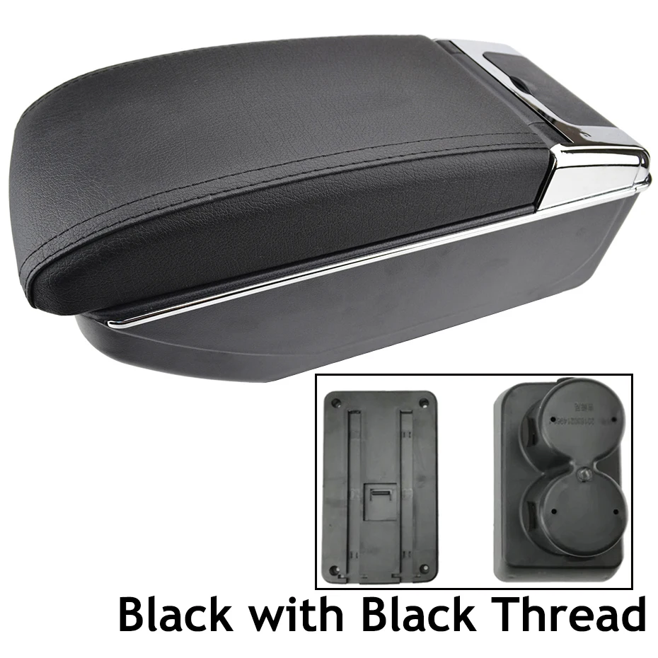 Black Thread Центральная консоль для Suzuki Jimny 2000- двойной подлокотника 2005 2007 2009 2011 2013 подстаканник коробка для хранения кожаный подлокотник - Название цвета: Black Thread