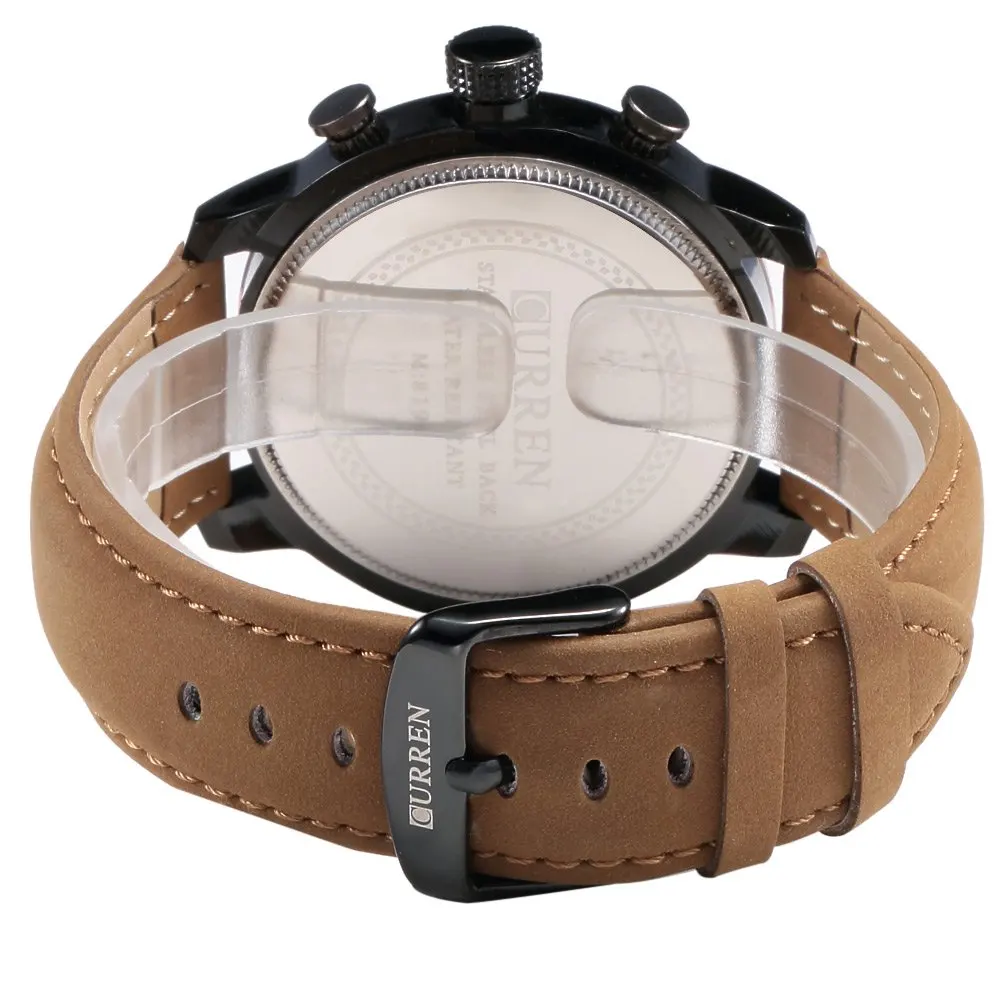 Мужские спортивные часы Curren роскошные повседневные кварцевые с кожаным ремешком