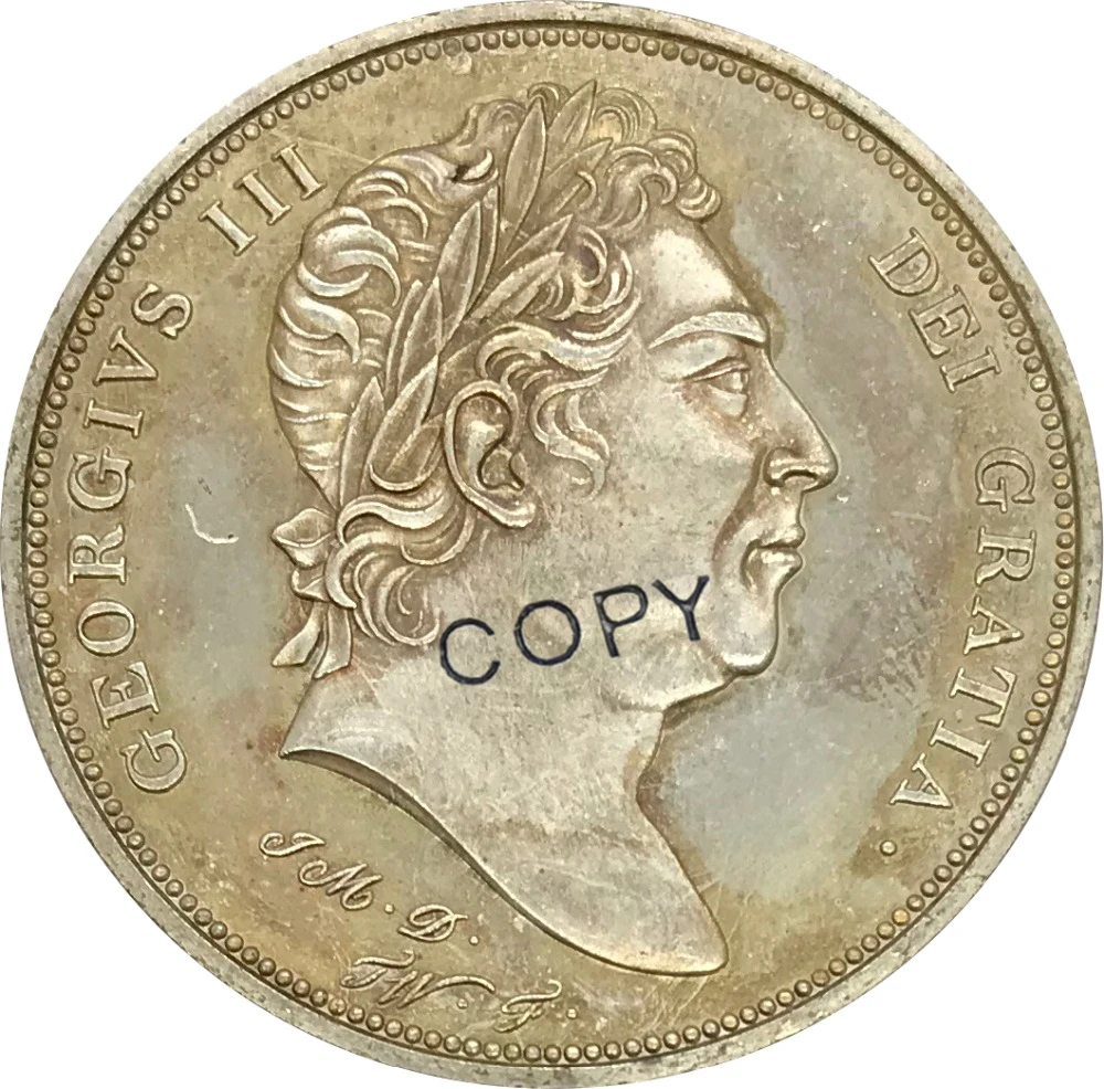 

UK Kingdom 1820 1 Crown - George III, латунные серебряные копировальные монеты
