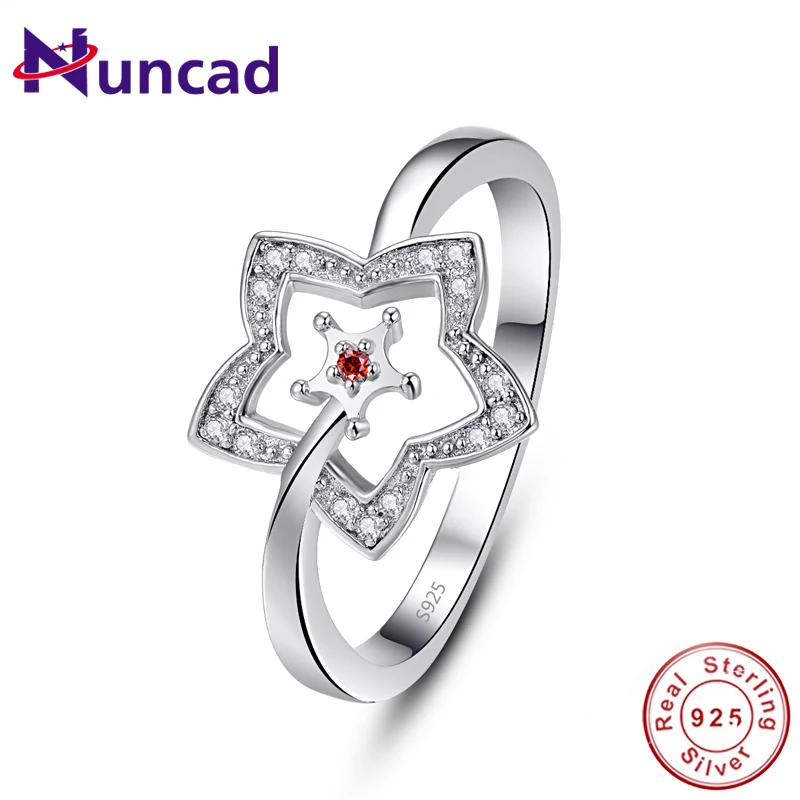 Nuncad кольцо с пятиконечной звездой и красным CZ камнем S925 новые модные на юбилей