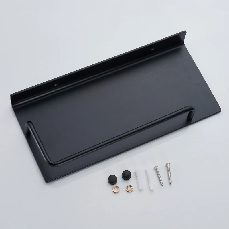 

BAIANLE Bathroom Shelf Over Wall Mounted Toilet Black Above Toilet Storage Rack Heavy Duty Mobile Phone Tray Storage Rack