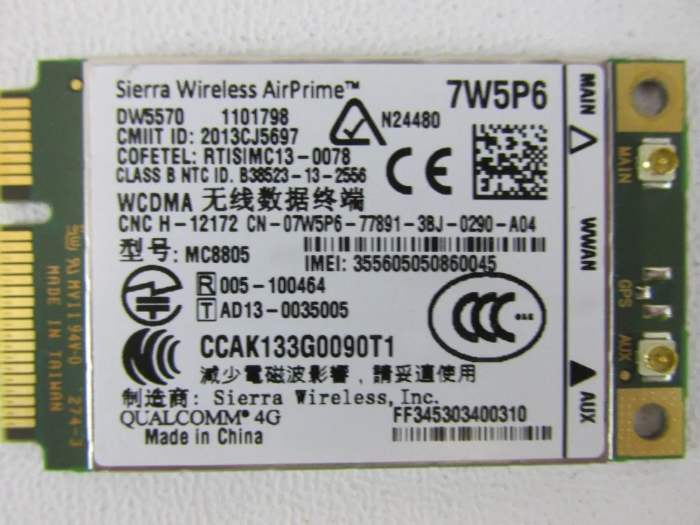 Карта беспроводного адаптера для MC8805 7W5P6 DW5570 Dell Latitude E5440 E6440 E6540 E7240 E7440 M4800 M6800|wireless